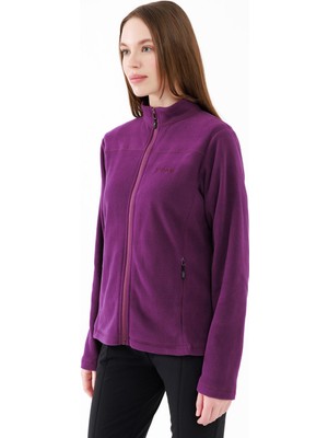 2AS Cara Kadın Tam Fermuarlı Ince Polar Sweatshirt Mor