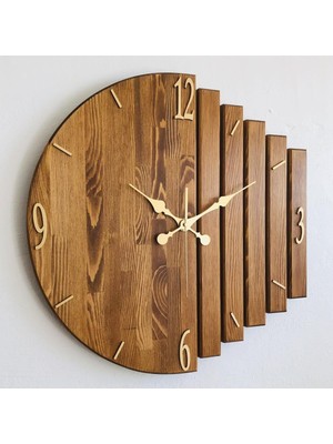Masif Ahşap Duvar Saati 50X50CM Ceviz Rengi