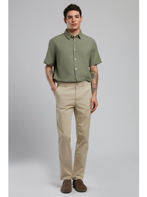 Lee Cooper New Normal Bel Dar Kesim Düz Paça Bej Erkek Pantolon