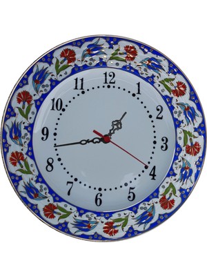 Armada Cini Prt 63 25 cm Lacivert Altın Yaldızlı Lale Karanfil Desenli Porselen Cini Saat