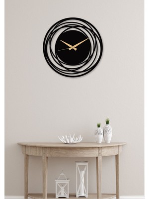 Circle Metal Siyah Duvar Saati - Ev / Ofis Saati - Hediye Saat - 60 x 60 cm