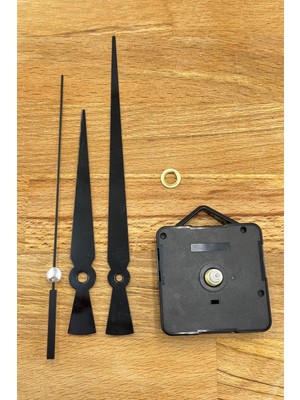 Duvar Saati Mekanizması, Saat Göbeği, Akrep Yelkovan Saniye, Sessiz, Askılı, 14 mm Şaft, 1 Set Siya