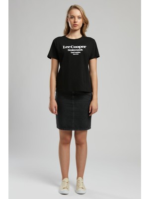 Lee Cooper Brighton Kadın %100 Pamuk O Yaka T-Shirt Siyah