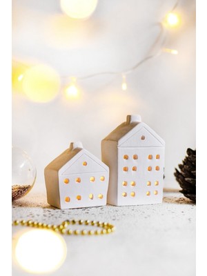 2li Beyaz Ev Dekoru Mumluk - (Mumlar Dahil)