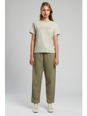 Lee Cooper Alberta Normal Bel Konik Kesim Daralan Paça Haki Kadın Pantolon