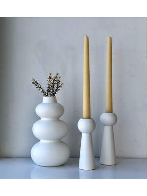 Beyaz Bubble Vazo & Bubble 2’li Mumluk Set