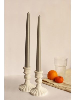 2' Li Beton Şamdan Mumluk - 2' Li Şamdan Mum Seti