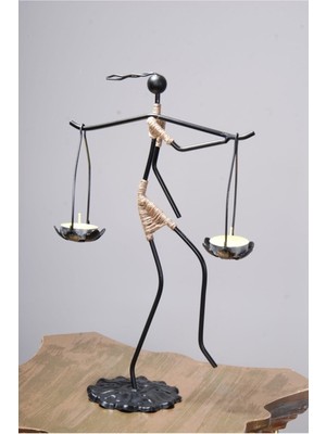 Metal Siyah Dekoratif Kadın Figürü Mumluk