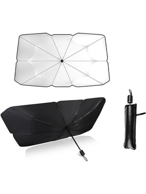 Araç Içi Ön Cam Güneşliği, Katlanabilir Şemsiye Şeklinde Otomobil Ön Cam Güneşliği,%99 Etkin Koruma, Otomobil, Suv, (140 x 79 Cm)