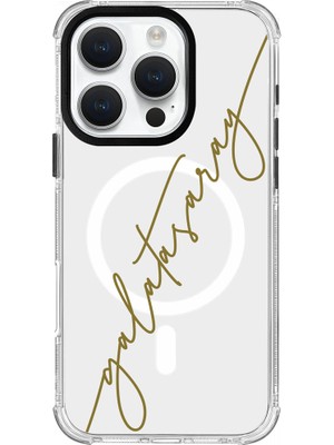 iPhone 16 Pro Uyumlu Galatasaray El Yazı Şeffaf Magsafe Lisanslı Telefon Kılıfı