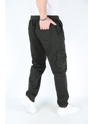 Erkek Kargo Cepli Paça Bel Lastikli Likralı Kargo Cep Pantolon