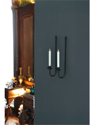 Duvar Askılı Ikili Sade Demir Mumluk Şamdan