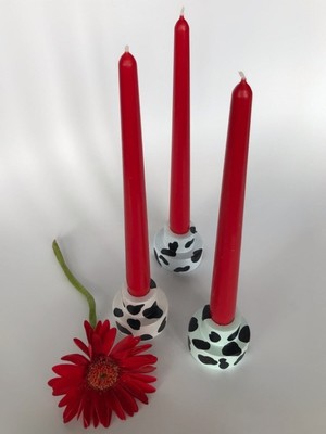 2'li Siyah Benekli Şamdan Mumluk