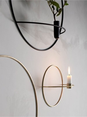 Daire Duvar Şamdanı Mumluk 20CM Paslanmaz Gold Ev Dekorasyon