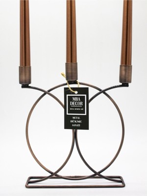 Eskitme Bakır Paslanmaz Metal Geometrik 3 Lü Şamdan Mumluk 23CM Paslanmaz Kaplama Ev Dekorasyon