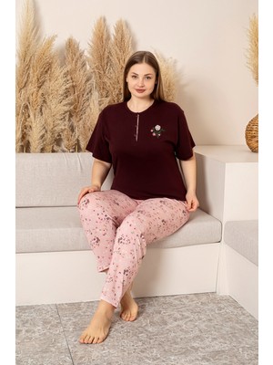 Nisanca %100 Pamuk  Büyük Beden Kısa Kol Kadın Pijama Takımı