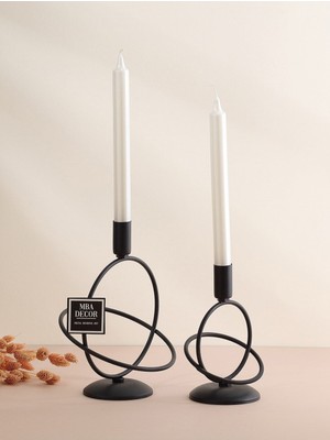 Siraküza Siyah 2 Li Şamdan Mumluk Dekoratif Mumluk Metal Paslanmaz Dolu Demir 15-10  cm  Modern