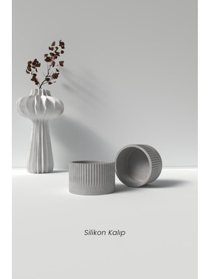 Desenli Beton Mumluk / Saksı Silikon Kalıp - Dekoratif Beton Mumluk Kalıbı Beton/mum Malzemeleri