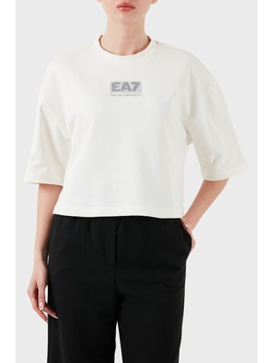 Ea7 Pamuk Karışımlı Regular Fit Bisiklet Yaka Logolu T Shirt Bayan T Shirt 7W000177 AF12473 U0005