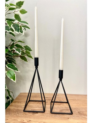 Üçgen Mısır Geometrik 2 Li Şamdan Mumluk Paslanmaz Dolu Demir Komple Siyah Paslanmaz Ev Dekorasyon