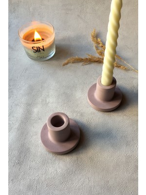 2'li Şamdan Mumluk Beton Mürdüm