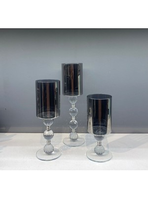 Dekoratif Kristal Cam Üçlü Boru Şamdan Füme