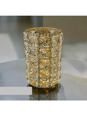Kristal Taşlı Dekoratif Mumluk Gold B