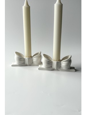 2'li Fiyonk Şamdan Mumluk Beyaz