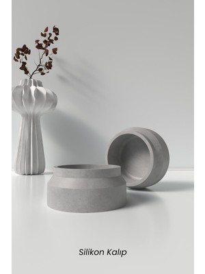 Minimal Beton Saksı ve Mumluk Silikon Kalıp K15 - Dekoratif Beton Mumluk Kalıbı K15