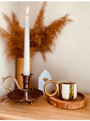 2'li Eskitme Renk Bakır Mumluk