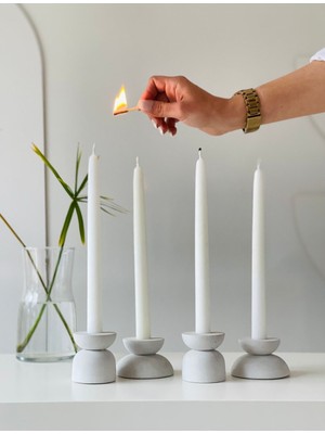 Luwe ve Juwe 4'lü Şamdan Mumluk Seti Gri