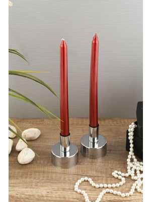 Arte 2'li Şamdan Gümüş Kaplama Dekoratif Metal Mumluk Küçük Şamdan Seti