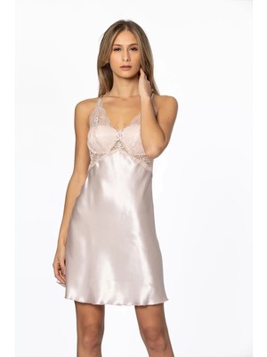 Pierre Cardin 605 Bayan Saten Dantelli Gecelik