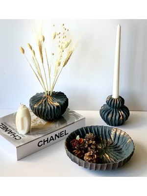 3lü Şamdan, Vazo, Kase Dekoratif Set.