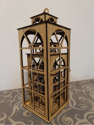 Mumluk Pencereli Ahşap Mdf Lazer Kesim 3mm Dekorasyon Süsü (Kendinden Yapışkanlı)