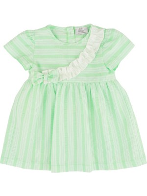 Best Kids Fırfır Detaylı Çizgili Elbise Yeşil