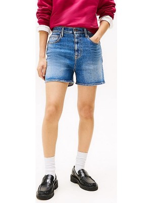 Kadın Th Regular Denim Mom Şort - Mavi