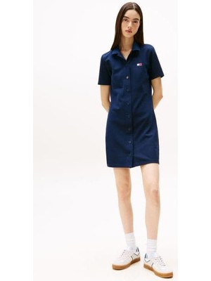 Kadın Tjw Badge Pique Polo Elbise - Lacivert