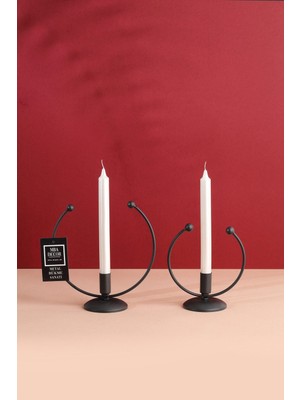 Golden Horn Şamdan Mumluk Full Siyah Kaplama Dekoratif Mumluk 2 Li ( Ikili ) Metal Paslanmaz Dolu