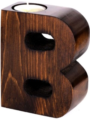 Dekoratif Ahşap Harf Mumluk B-Harfi