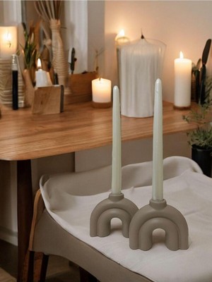 El Yapımı Minimalist Modern ve Şık Seramik Şamdan Mumluk