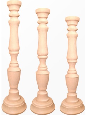 Ahşap Şamdan Seti / Boyutlar: 55-45-35  cm