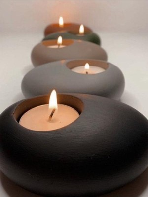 Taş Görünümlü Mumluk- 4'lü