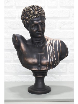 Siyah Hermes Büyük Boy Bakır Akıtma Heykel Büst 48  cm