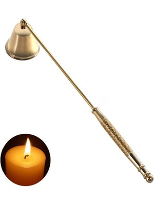 Paslanmaz Çelik Gold 24 cm Dekoratif Çan Dizayn Saplı Mum Söndürücü CIN818SR