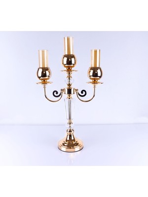 Gold Kristal Üç Kollu Şamdan