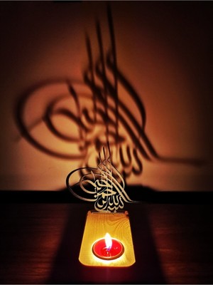 Teknotrust Tuğra Silüetli Metal Mumluk Lazer Kesim (Duvara Gölge Yansımalı)