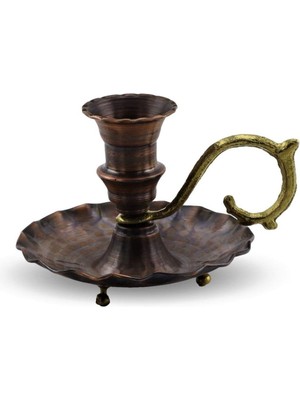 Eskitme Bakır Şamdan Şinanay Mumluk