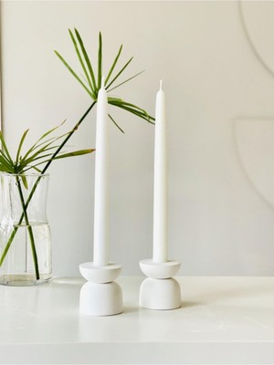 Juwe 2'li Şamdan Mumluk Beyaz