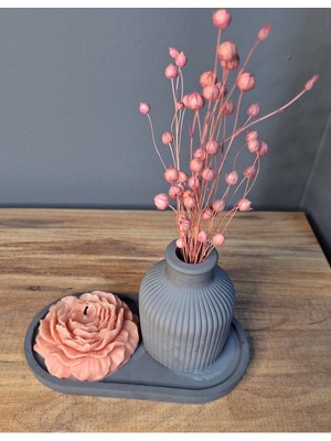 Gri Beton Dekorasyon Seti ve Sakayık Mum